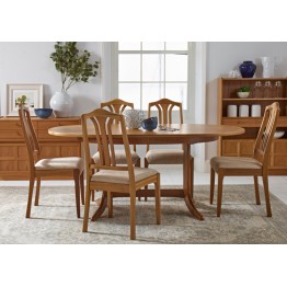 2114 Nathan Classic Oval Pedestal Dining Table in Teak Finish  NCD-2114-TK