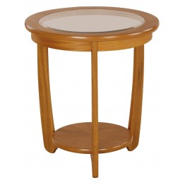 5814 Nathan Shades Glass Top Round Lamp Table - TK972
