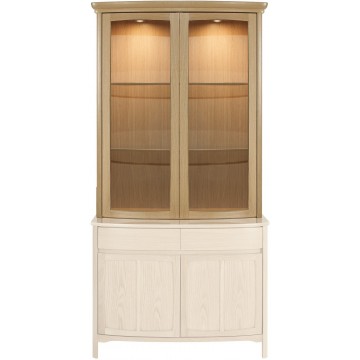 Nathan Oak 4045 Shaped Glass 2 Door Display Top Unit with 1905 Sideboard Base - Complete Unit Top and Base (302B & 302T)
