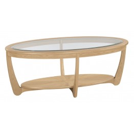 Nathan Oak 5835 Glass Top Oval Coffee Table - 976