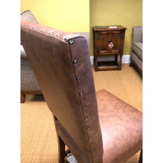 3214 Wood Bros Old Charm Dining Chair in Leather