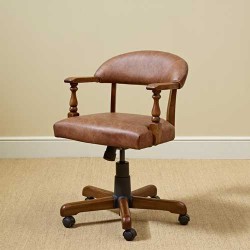 3032L Wood Bros Old Charm Captains Office Chair in Leather