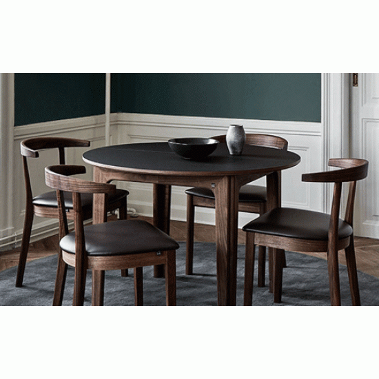 Skovby SM111 Dining Table - Black Nano Laminate Top
