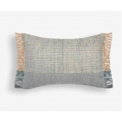 Large Lumbar Blue Beige Fringe Scatter Cushion