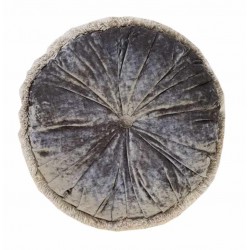 Round Velvet Fringed Machini Khaki Scatter Cushion