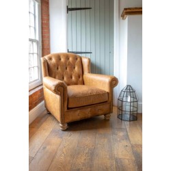 Clyde Chair - Tan Brown Leather - 5 Year Guardsman Furniture Protection Included For Free!