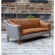 Malone 3 Seater Sofa - Hunting Lodge Fabric & Brown Tan Hide - 5 Year Guardsman Furniture Protection Included For Free!