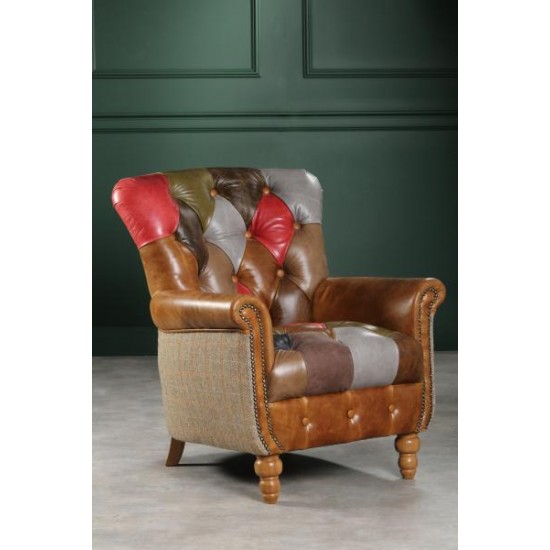 Alderley Leather Patchwork Chair - 5 Year Guardsman Furniture Protection Included For Free!