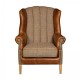 Fluted Wing Armchair - Hunting Lodge Fabric & Leather - 5 Year Guardsman Furniture Protection Included For Free!