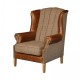 Fluted Wing Armchair - Hunting Lodge Fabric & Leather - 5 Year Guardsman Furniture Protection Included For Free!