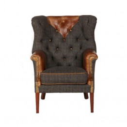 Kensington Chair - Moreland Harris Tweed & Leather - Get £££s of Love2Shop vouchers when you shop with us. 