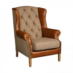 Kew Armchair - Hunting Lodge Fabric & Leather - 5 Year Guardsman Furniture Protection Included For Free!