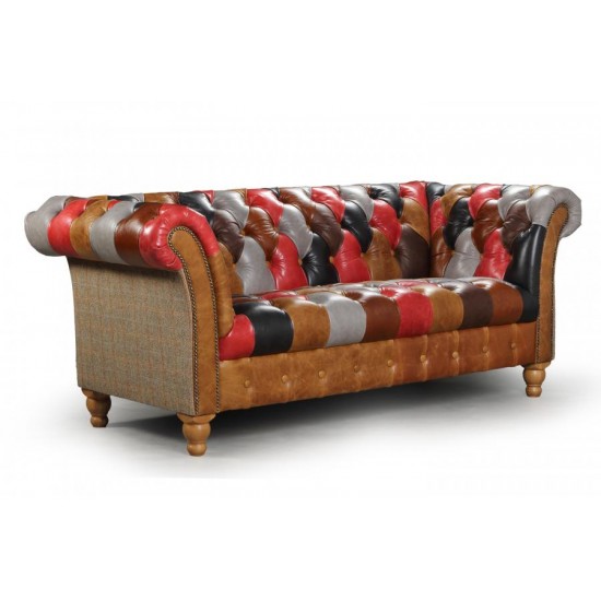 Presbury Leather Patchwork 2 Seater Sofa   - 5 Year Guardsman Furniture Protection Included For Free!