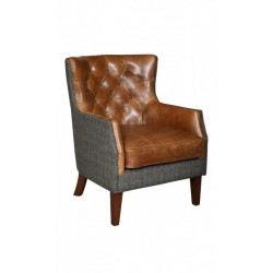 Stanford Chair - Moreland Harris Tweed & Leather - 5 Year Guardsman Furniture Protection Included For Free!