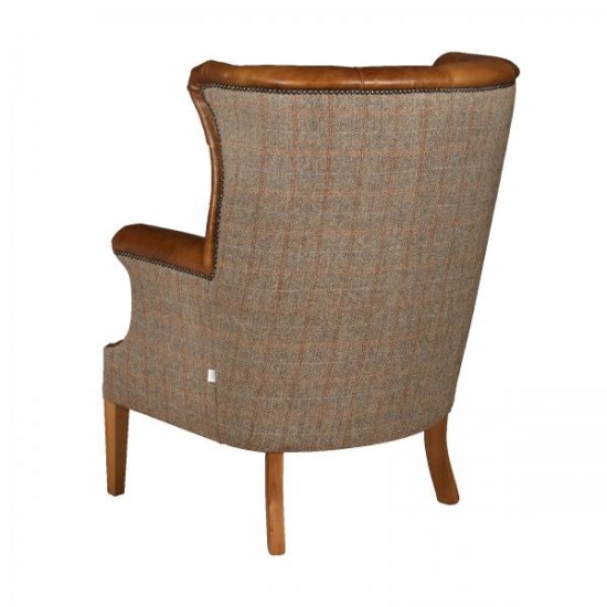 Winchester Chair - Hunting Lodge Harris Tweed & Leather - 5 Year Guardsman Furniture Protection Included For Free!