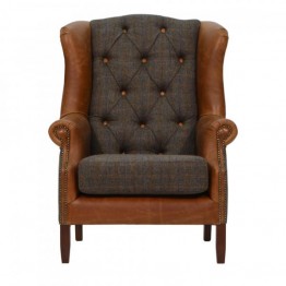 Wing Armchair - Moreland Harris Tweed & Leather - Get £££s of Love2Shop vouchers when you shop with us. 