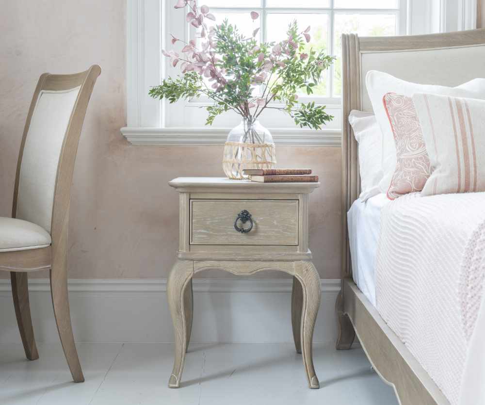 Washed oak shop bedside tables